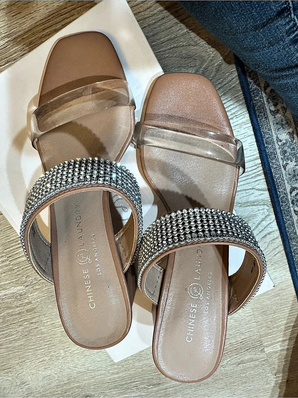 Chinese Laundry Landon Rhinestone Strap Sandals in Brown US 7